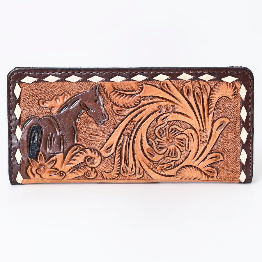 OHLAY Wallet Hand Tooled Genuine Leather Women Bag Western Handbag Purse | Womens Handbags |Leather Belt for Summer