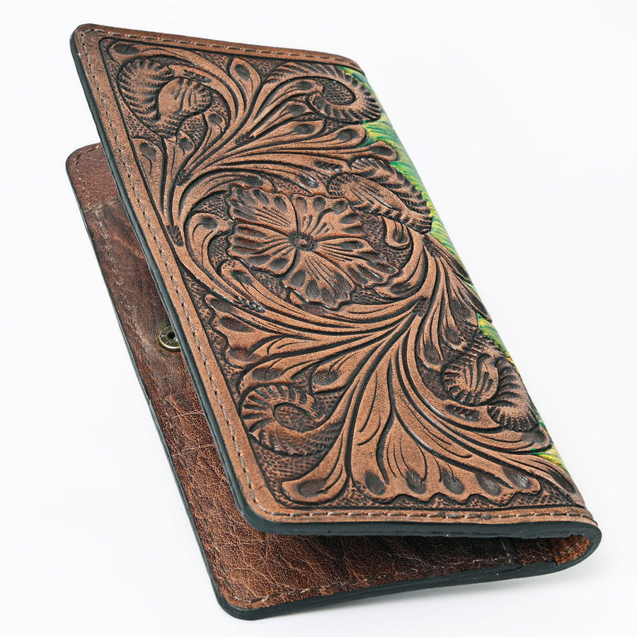 OHLAY Wallet Hand Tooled Genuine Leather Women Bag Western Handbag Purse | Womens Handbags |Leather Belt for Summer