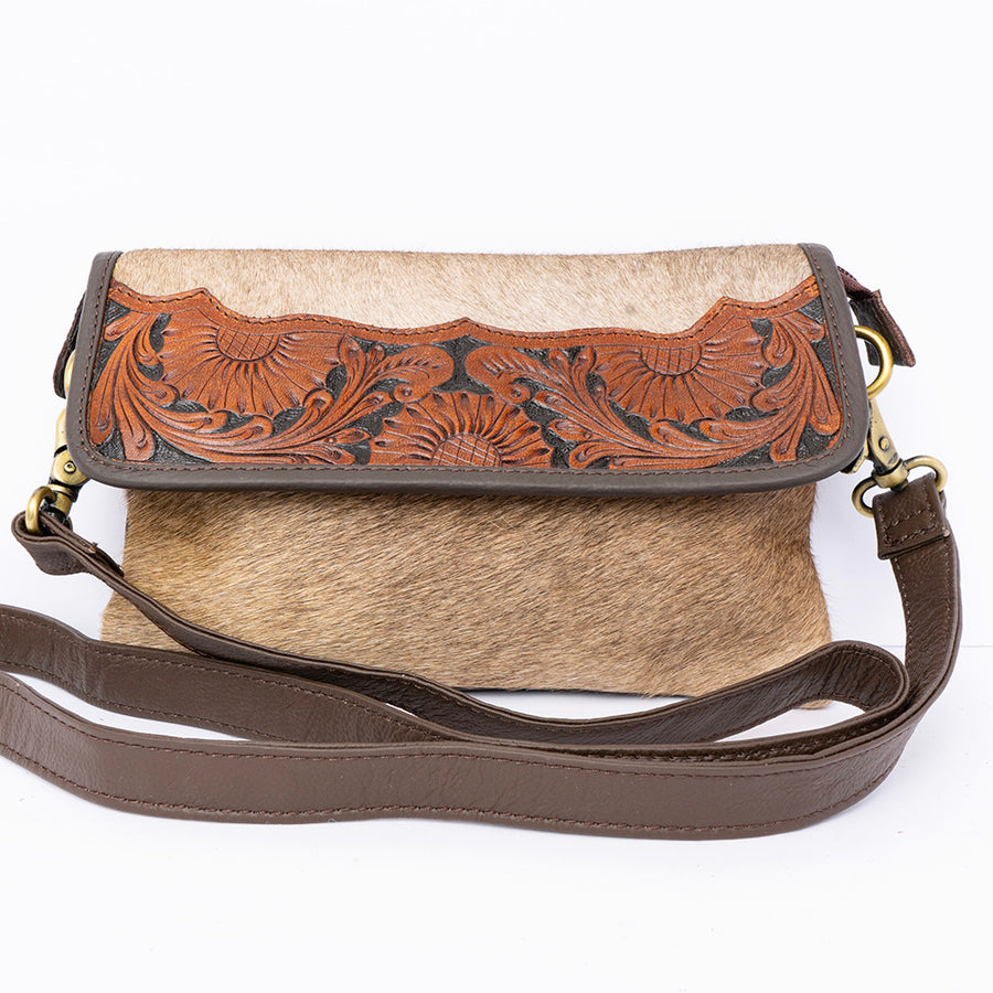 OHLAY Wallet Hand Tooled Hair-On Genuine Leather Women Bag Western Handbag Purse | Womens Handbags |Leather Belt for Summer
