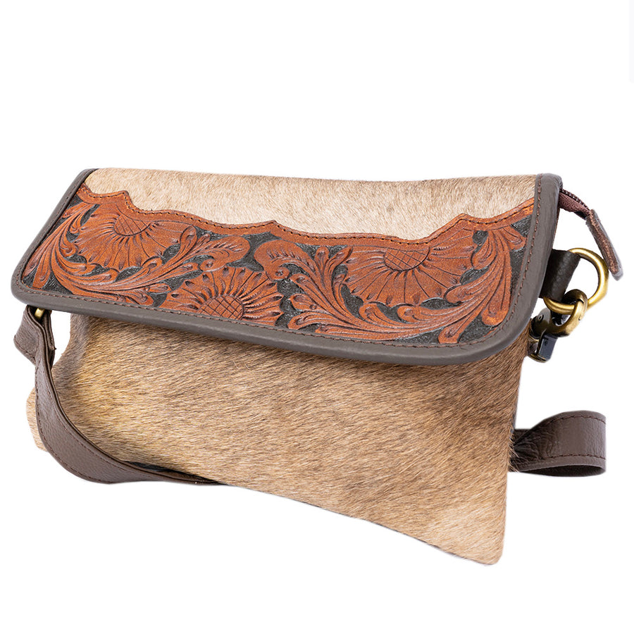 OHLAY WALLET Hand Tooled Hair-on Genuine Leather women bag western handbag purse - Uhorse
