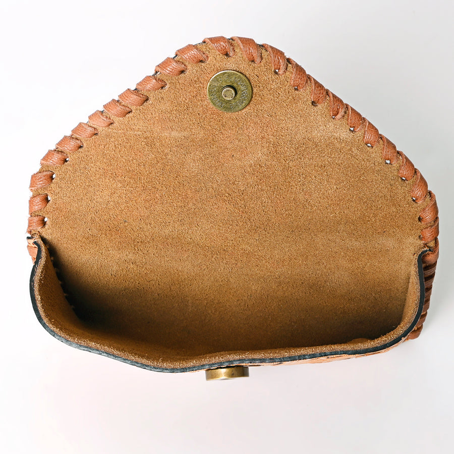 American Darling Western Sunglass Case Hand Tooled Floral Carved Genuine Leather 3in (H) X 6.5in (W) X 1in (D)