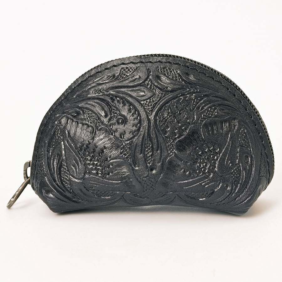 American Darling Western Sunglass Case Hand Tooled Floral Carved Genuine Leather 3in (H) X 4in (W) X 1in (D)