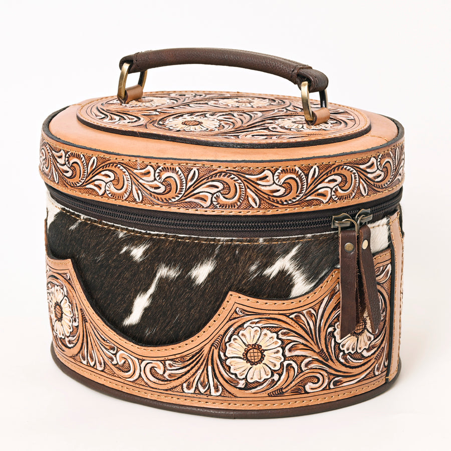 American Darling Hand Tooled Hair-On Cowhide Leather Jewelry case - Uhorse