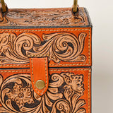 American Darling Jewelry Case Hand Tooled Hair On Genuine Leather Women Bag Western Handbag Purse