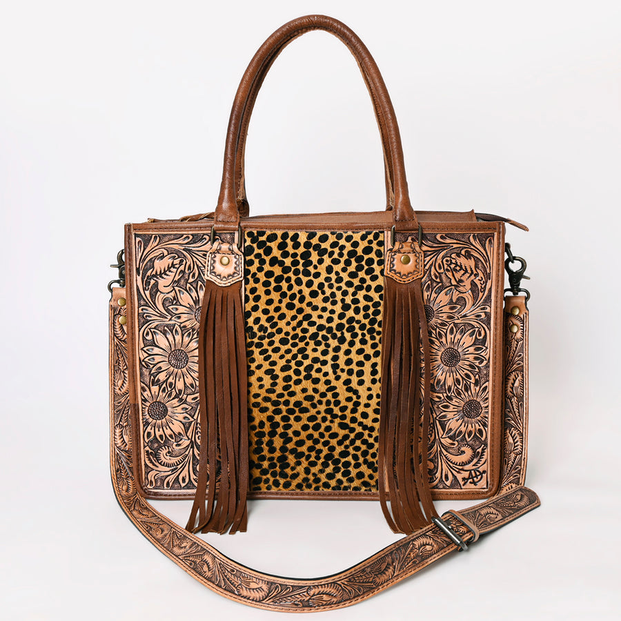 American Darling Briefcase Hand Tooled Hair On Genuine Leather Western Women Bag Handbag | for Cute Laptop