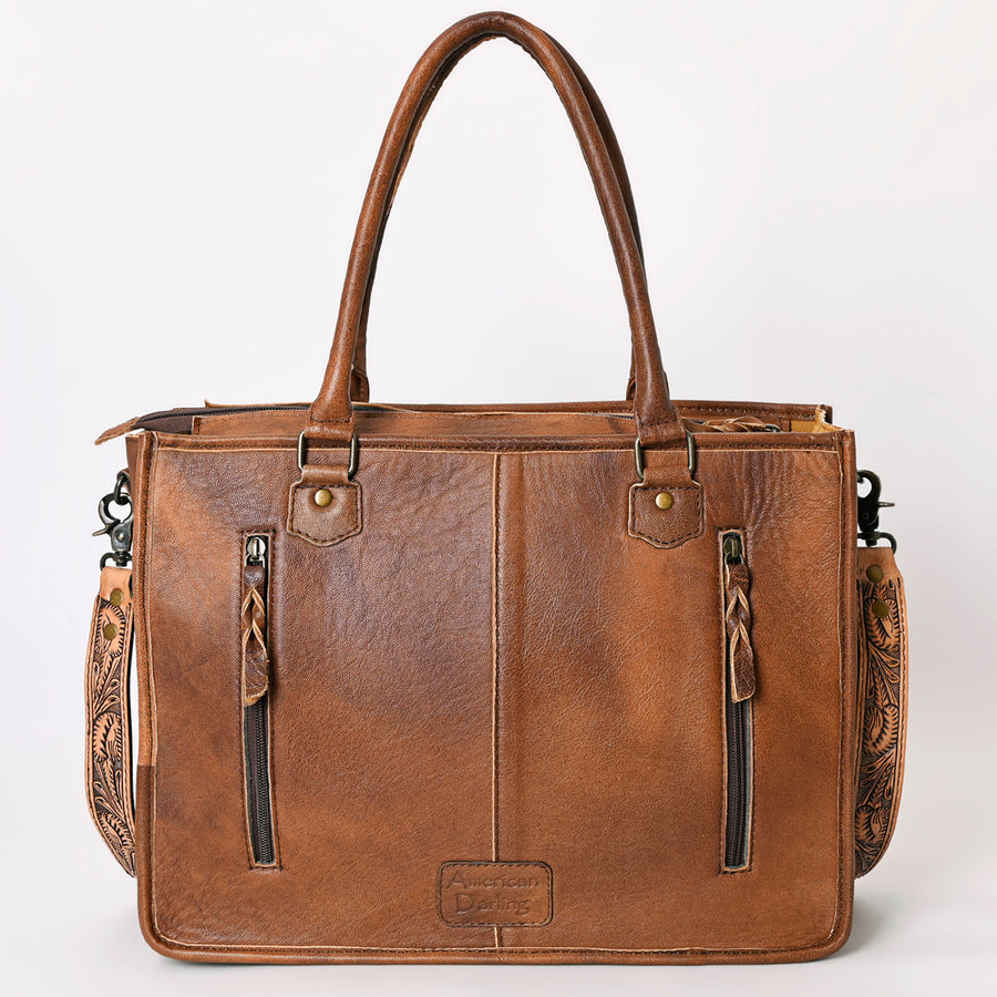 American Darling Briefcase Hand Tooled Hair On Genuine Leather Western Women Bag Handbag | for Cute Laptop