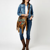 American Darling Messenger I Hand Tooled Hair-On Genuine Leather Women Bag Western Handbag Purse