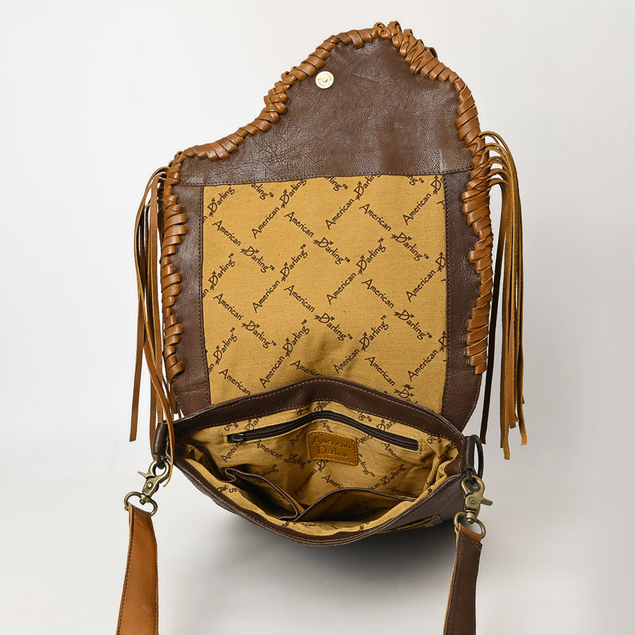 American Darling Messenger I Hand Tooled Hair-On Genuine Leather Women Bag Western Handbag Purse