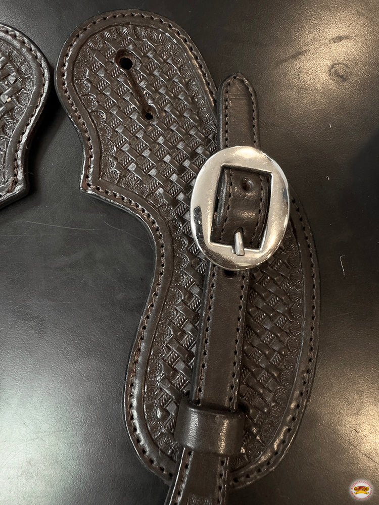 HILASON Western Men & Womens Spur Straps for Horse Riding Basket Tooled