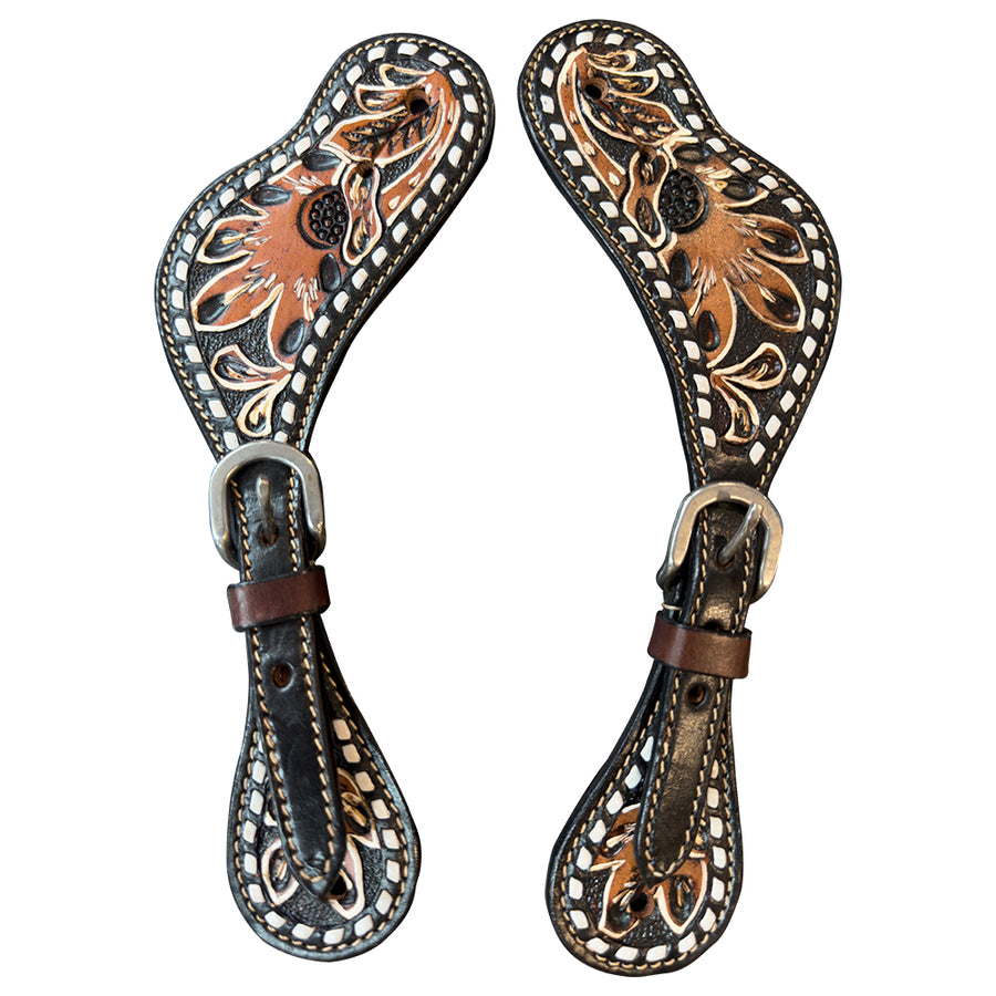 HILASON Unisex Spur Strap for H. Riding Dark Brown Floral W/ Buck by Hilason – Cowboy and equestrian accessories