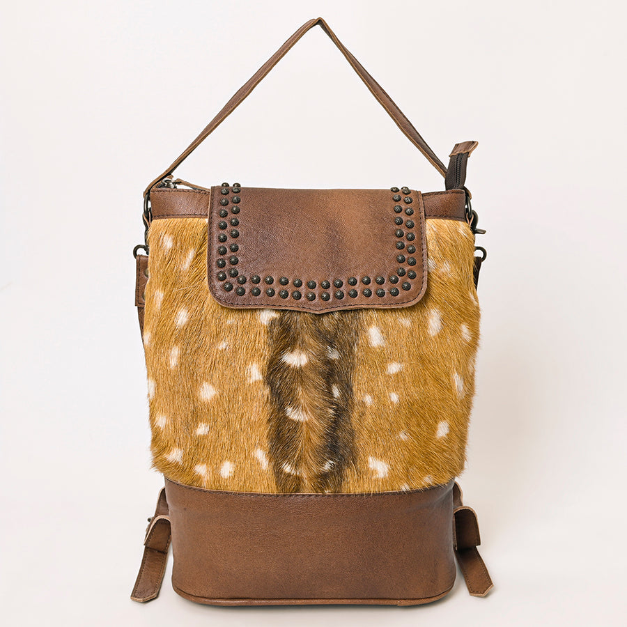 American Darling Western Hair-On Cowhide Shoulder Bag – Genuine Leather, Studded Flap, Adjustable Strap, Premium Handcrafted Design