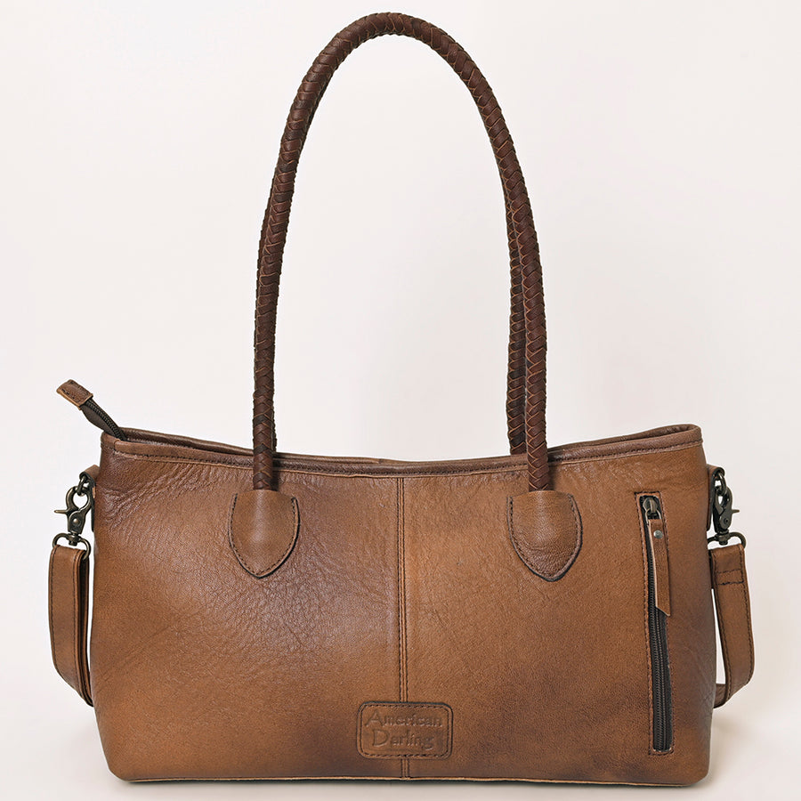 American Darling Western Tote Bag with Hair-On Cowhide, Hand-Tooled Leather, Dual Handles & Removable Strap – Genuine Leather