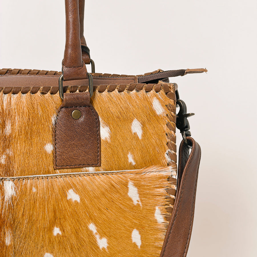 American Darling Women’s Hair-On Cowhide Western Tote Bag, Genuine Leather Shoulder Handbag 10in (H) X 14in (W) X 3.5in (D)