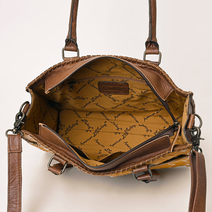 American Darling Women’s Hair-On Cowhide Western Tote Bag, Genuine Leather Shoulder Handbag 10in (H) X 14in (W) X 3.5in (D)