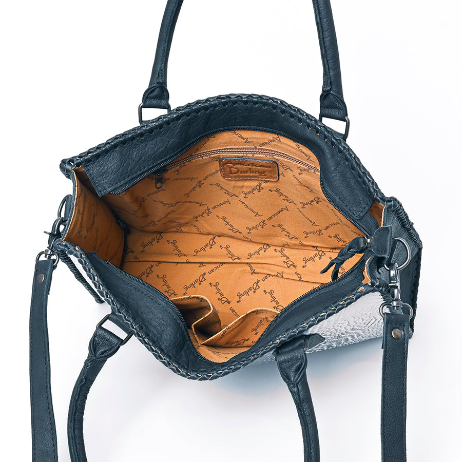 American Darling Women’s Crocodile Embossed Genuine Leather Western Tote Bag with Shoulder Strap 11in (H) X 15in (W) X 4in (D)
