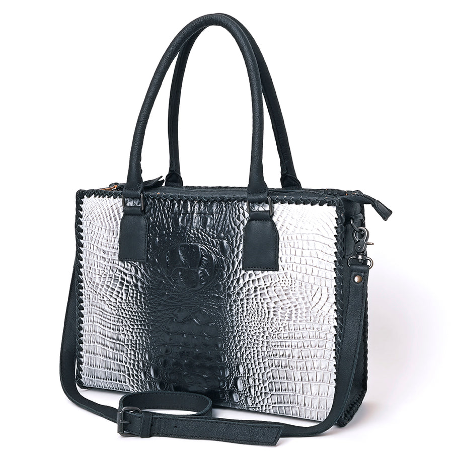 American Darling Crocodile Embossed Genuine Leather Western Tote Bag - Uhorse