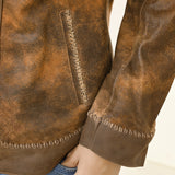 ADJKT034 Genuine Vintage leather Women shirt jacket dress ladies girl