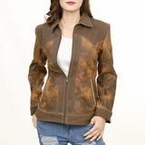 ADJKT034 Genuine Vintage leather Women shirt jacket dress ladies girl