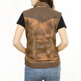 ADJKT035 Genuine Vintage leather Women shirt jacket dress ladies girl