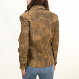 ADJKT037 Genuine Vintage leather Women shirt jacket dress ladies girl
