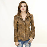 ADJKT037 Genuine Vintage  leather Women shirt  jacket  dress ladies girl
