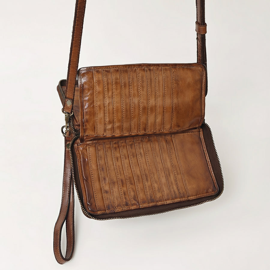 Spaghetti Western Swc195Brn Wallet Vintage Handmade Drum Dyed Genuine European Cowhide Leather Women Bag Western Handbag Purse