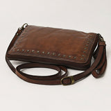 Spaghetti Western Swc197Brn Organiser Vintage Handmade Drum Dyed Genuine European Cowhide Leather Women Bag Western Handbag Purse