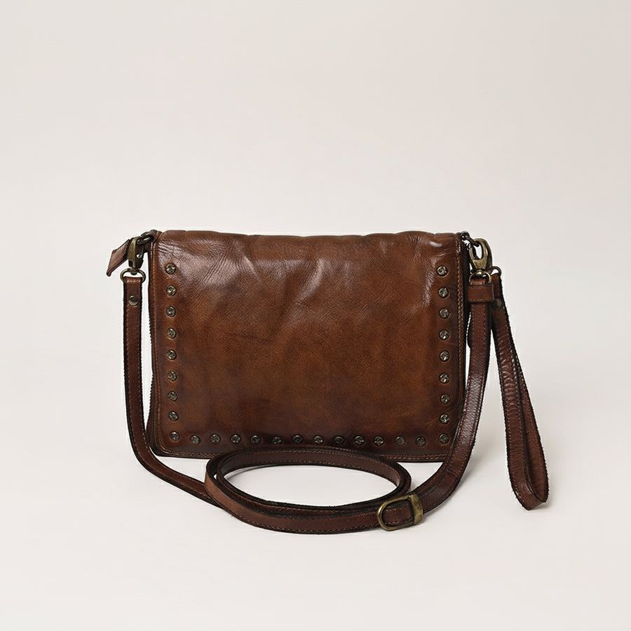 Spaghetti Western Swc197Brn Organiser Vintage Handmade Drum Dyed Genuine European Cowhide Leather Women Bag Western Handbag Purse