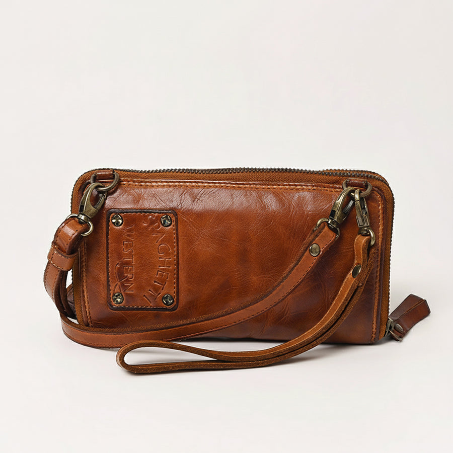 Spaghetti Western Swc433Cg Coin Purse Vintage Handmade Drum Dyed Genuine European Cowhide Leather Women Bag Western Handbag Purse
