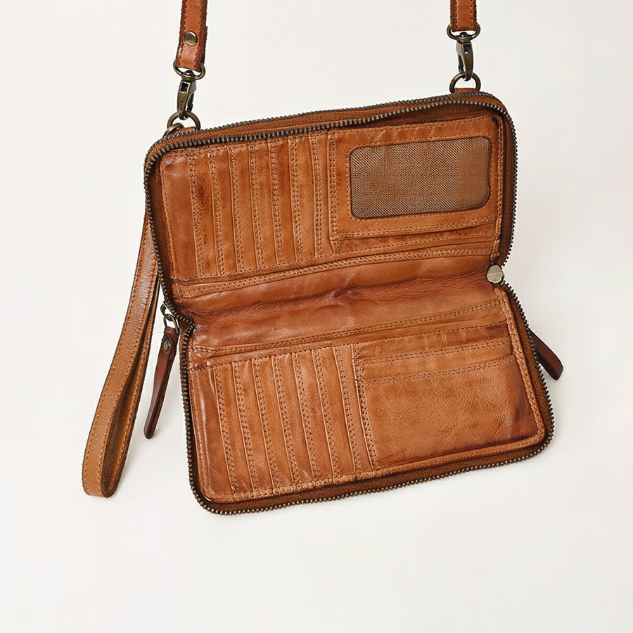 Spaghetti Western Swc433Cg Coin Purse Vintage Handmade Drum Dyed Genuine European Cowhide Leather Women Bag Western Handbag Purse
