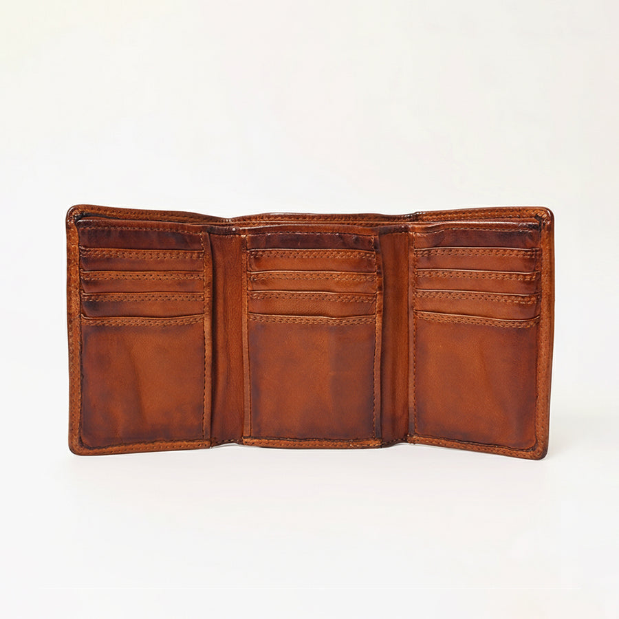 Spaghetti Western Swc464Cg Wallet Vintage Handmade Drum Dyed Genuine European Cowhide Leather Women Bag Western Handbag Purse