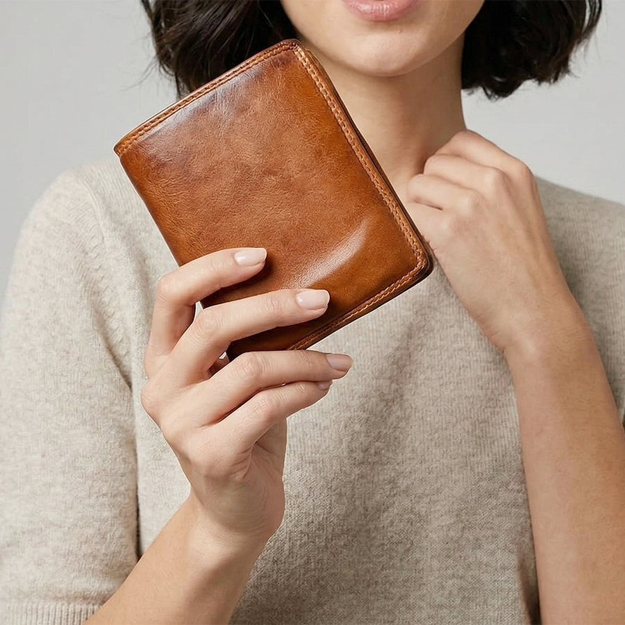 Spaghetti Western Swc465Cg Wallet Vintage Handmade Drum Dyed Genuine European Cowhide Leather Women Bag Western Handbag Purse