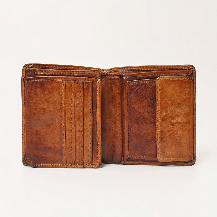 Spaghetti Western Swc465Cg Wallet Vintage Handmade Drum Dyed Genuine European Cowhide Leather Women Bag Western Handbag Purse