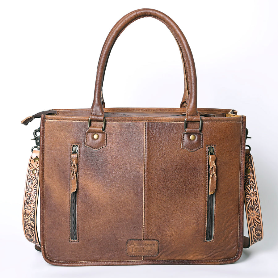American Darling Briefcase Hand Tooled Hair On Genuine Leather Western Women Bag Handbag | for Cute Laptop