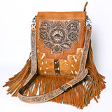 American Darling Messenger Hand Tooled Hair On Genuine Leather Women Bag Western Handbag Purse