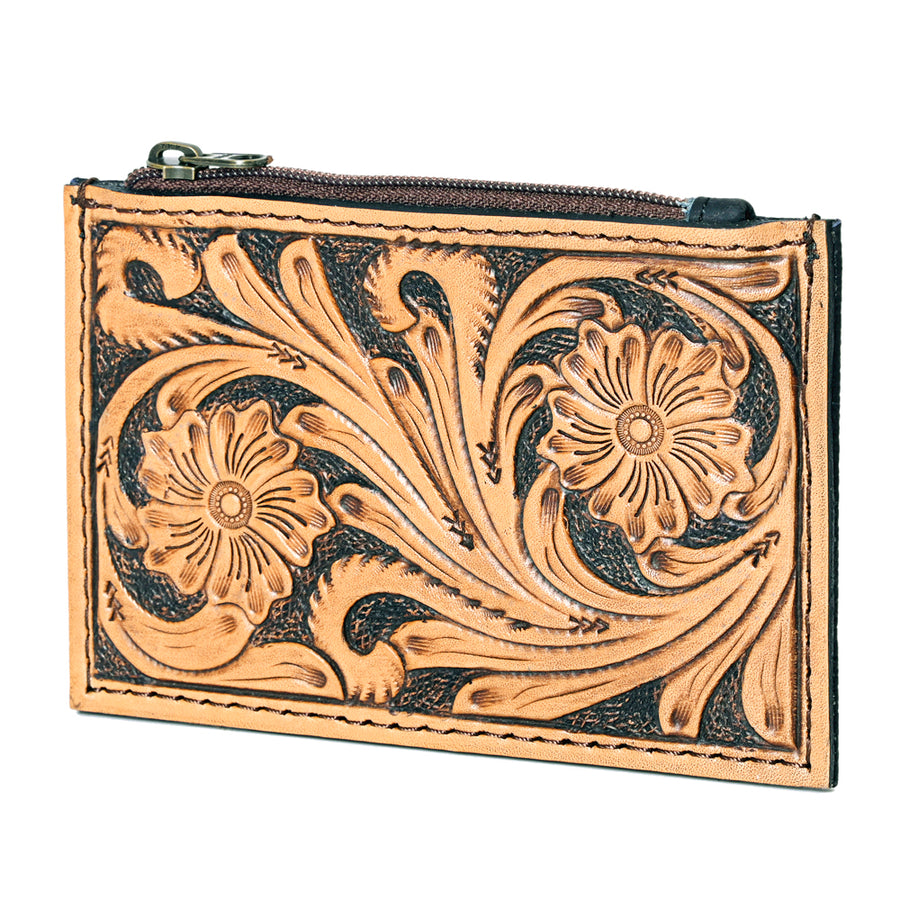 OHLAY KBG227 Coin Purse Hand Tooled Genuine Leather women bag western by Hilason – Cowboy and equestrian accessories