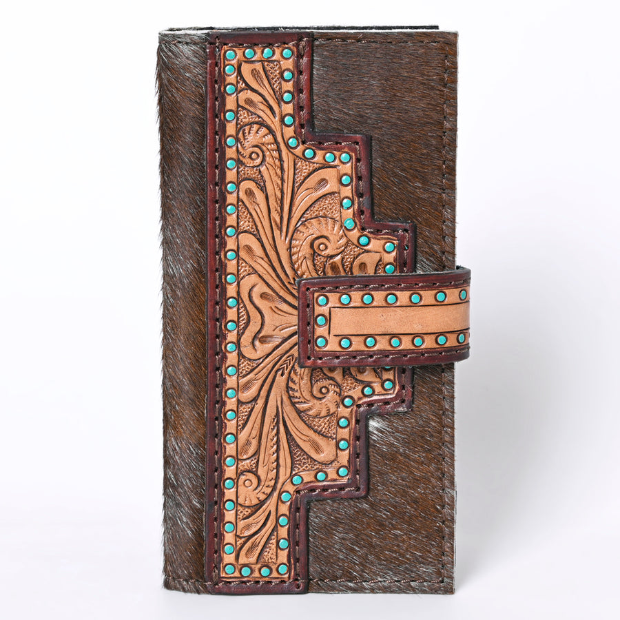 OHLAY Coin Purse Hand Tooled Hair-On Genuine Leather Women Bag Western Handbag | for Cute