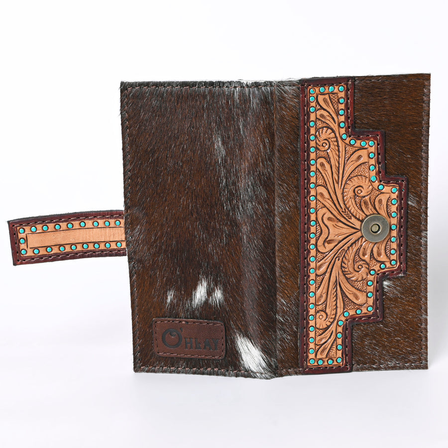 OHLAY Coin Purse Hand Tooled Hair-On Genuine Leather Women Bag Western Handbag | for Cute