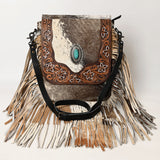 OHLAY MESSENGER Hand Tooled Hair-on Genuine Leather women bag western handbag purse