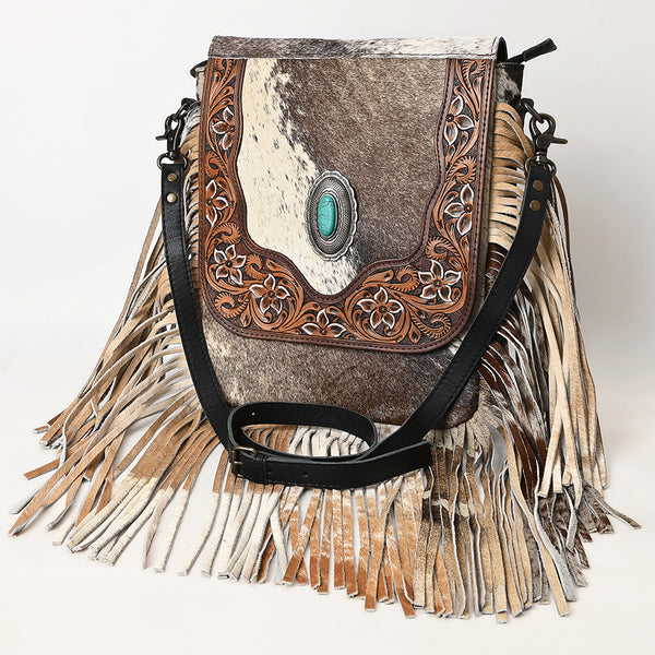 OHLAY Messenger Hand Tooled Hair-on Genuine Leather women bag western handbag purse - Uhorse