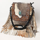 OHLAY MESSENGER Hand Tooled Hair-on Genuine Leather women bag western handbag purse