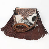 OHLAY KBG233 Cross Body Hand Tooled Hair-On Genuine Leather women bag western handbag purse