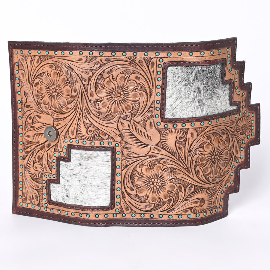 OHLAY Coin Purse Hand Tooled Hair-On Genuine Leather Women Bag Western Handbag | for Cute