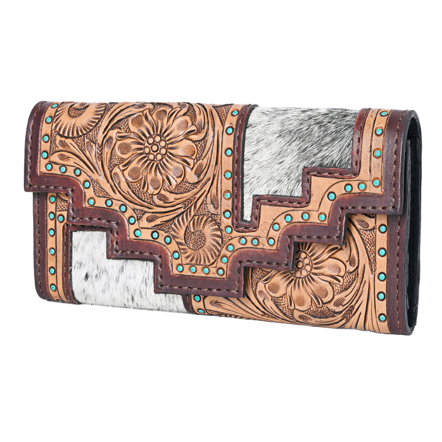 OHLAY KBG234 Coin Purse Hand Tooled Hair-On Genuine Leather women bag by Hilason – Cowboy and equestrian accessories