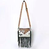 OHLAY KBG237 Cross Body Hand Tooled Hair-On Genuine Leather women bag western handbag purse