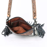 OHLAY KBG237 Cross Body Hand Tooled Hair-On Genuine Leather women bag western handbag purse