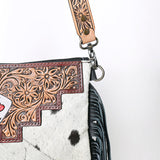 OHLAY KBG237 Cross Body Hand Tooled Hair-On Genuine Leather women bag western handbag purse