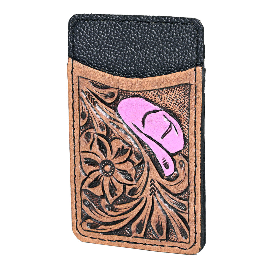 OHLAY KBG240 Card-Holder Hand Tooled Genuine Leather women bag western by Hilason – Cowboy and equestrian accessories