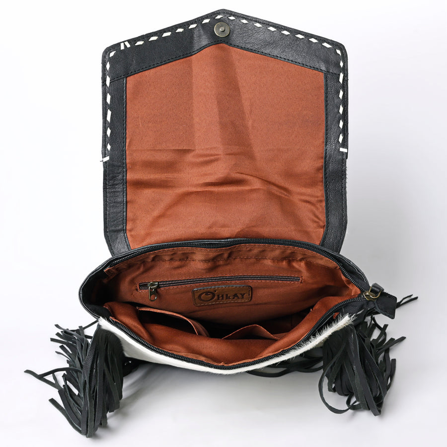 OHLAY Backpack Hand Tooled Upcycled Canvas Hair-On Genuine Leather Women Bag Western Handbag Purse Womens Handbags