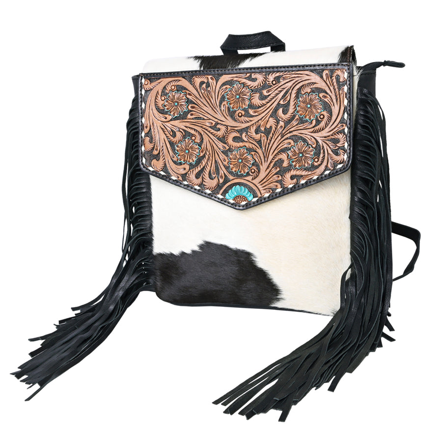 OHLAY KBG244 Backpack Hand Tooled Hair-On Genuine Leather women bag by Hilason – Cowboy and equestrian accessories